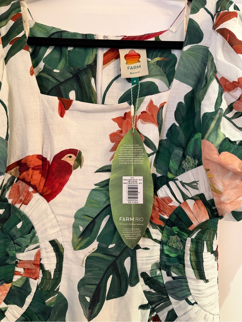 FARM Rio Cream Midi Dress with Green, Red and Coral Tropical Print - Picture 4 of 5